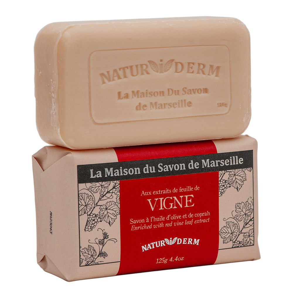 Natural French Naturiderm Soap, Olive Oil and Coconut Oil, Red Wine Fragrance, 125g