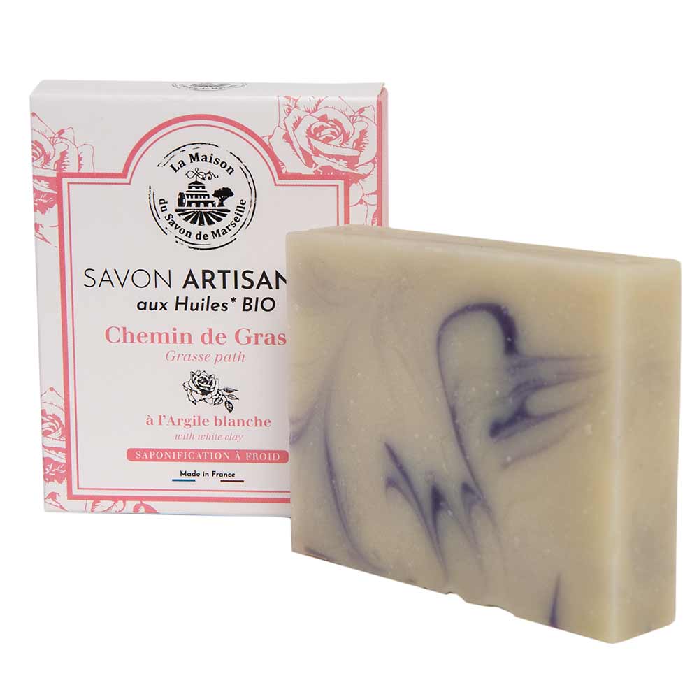 French Vegan Palm Oil Free Soap, Rose and White Clay, 100g