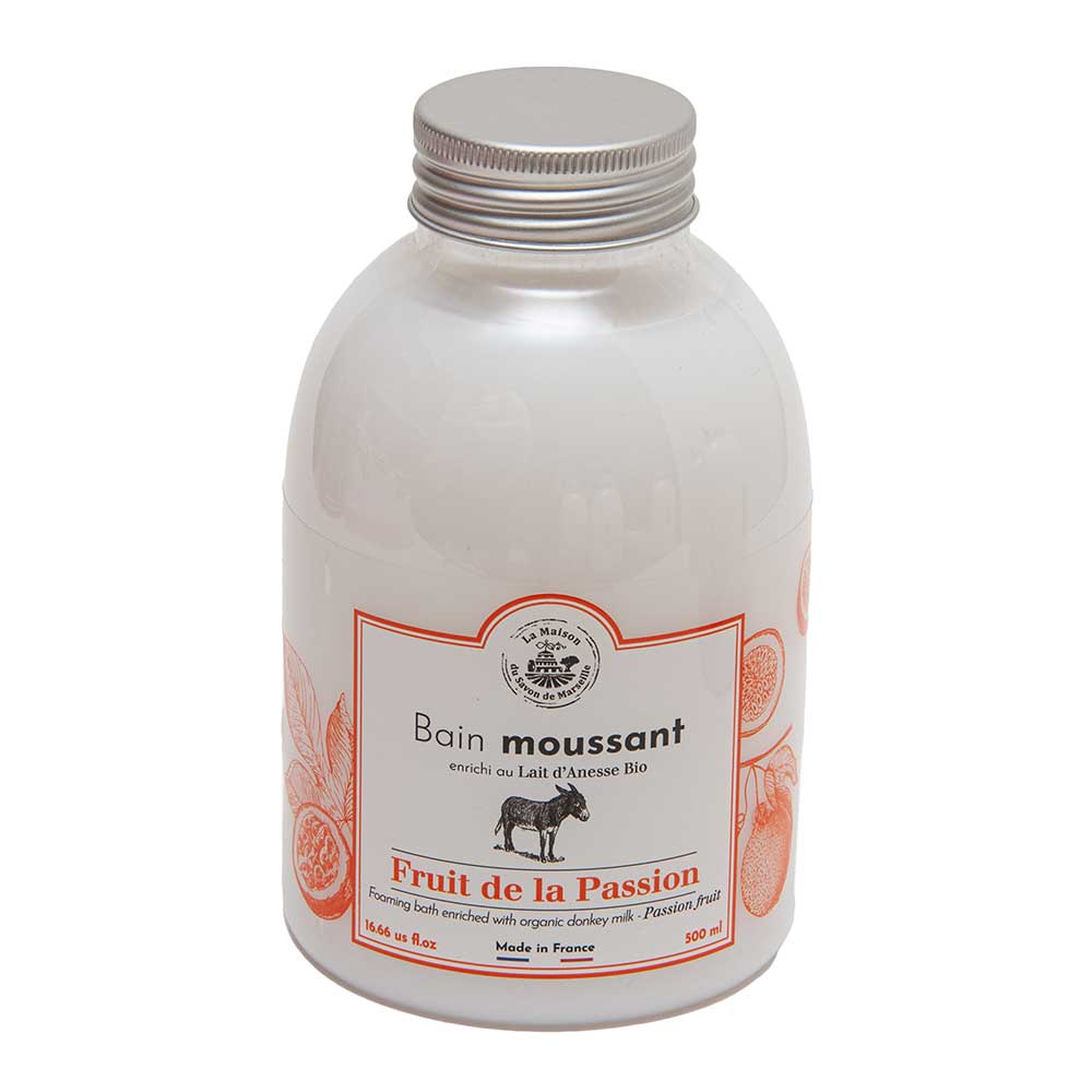 French Foaming Bath Cream, Donkey Milk and Aloe Vera, Passion Fruit Fragrance, 500ml