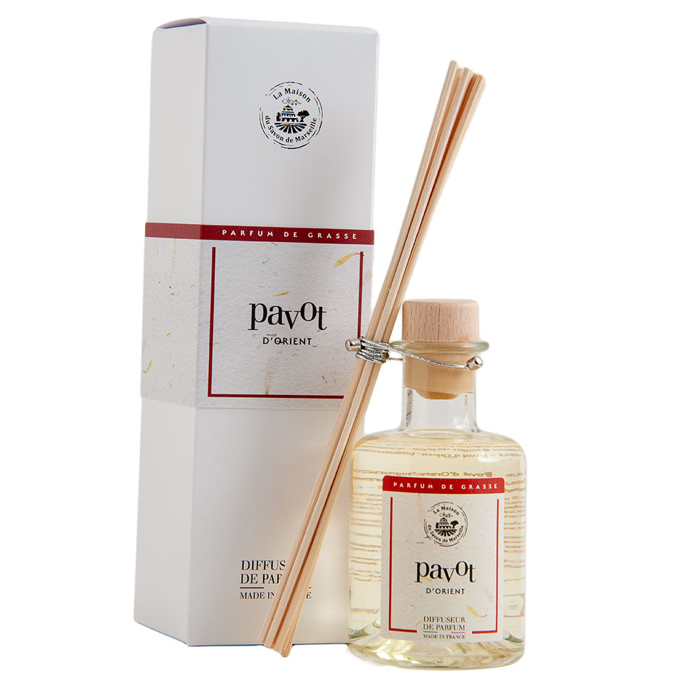 French Reed Diffuser, 8 Rattan Sticks, Oriental Poppy Fragrance, 200ml