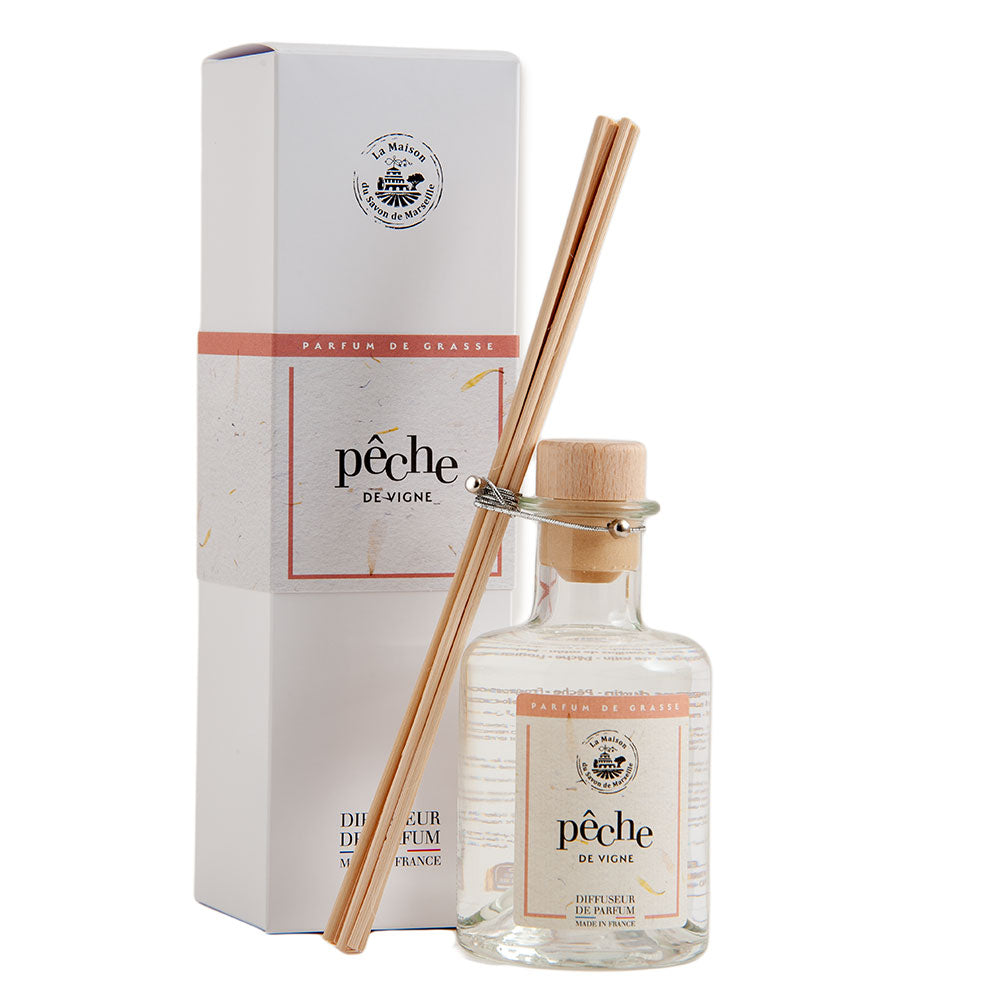 French Reed Diffuser, 8 Rattan Sticks, Peach Fragrance, 200ml
