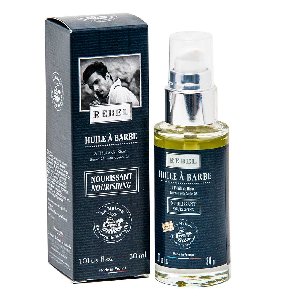 French Rebel Beard Oil, for Men, Castor Oil, 30ml