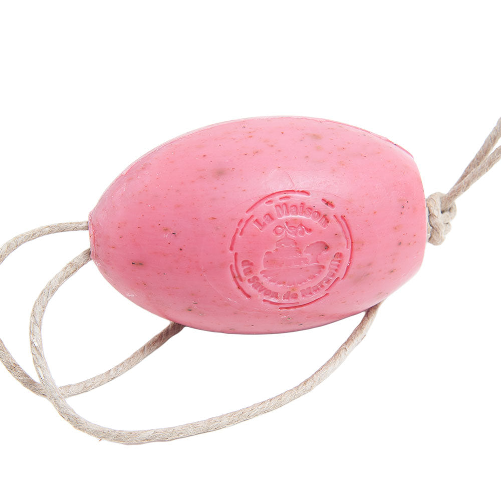 French Soap on a Rope with Argan Oil, Exfoliating Rose Petals Fragrance, 270g