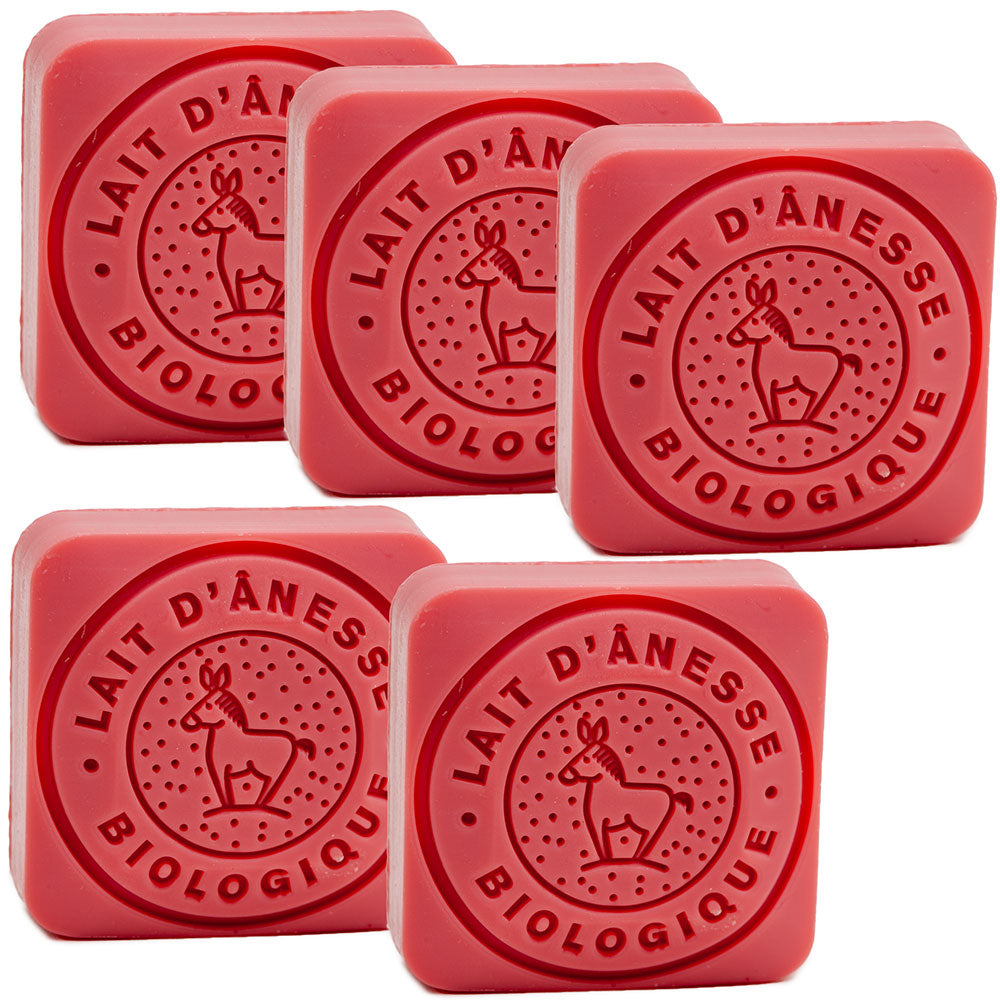 French Donkey Milk Soap, Strawberry Fragrance, Set of 5, 30g