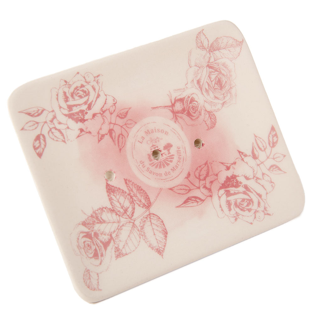 French Ceramic Soap Dish, Rose Pattern