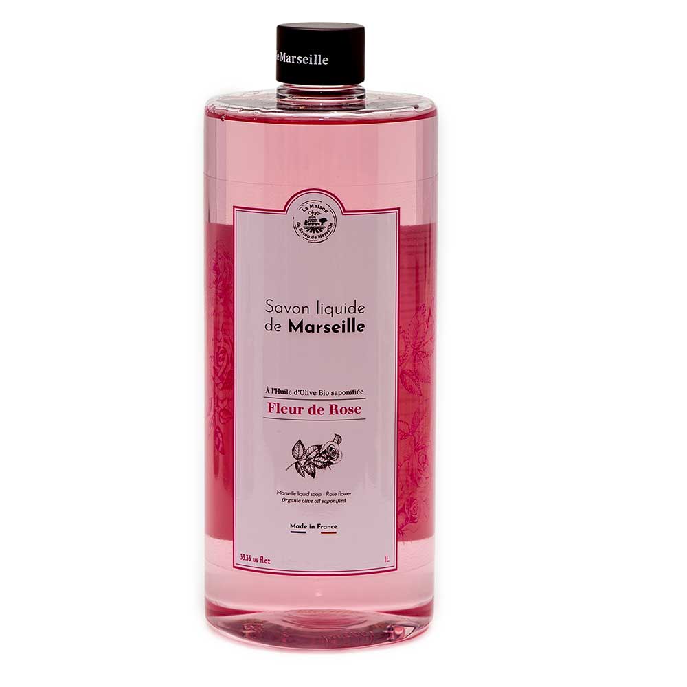 French Liquid Soap Refill, Olive Oil, Rose Fragrance, 1 Litre