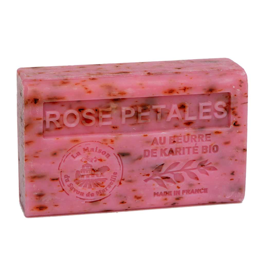 French Exfoliating Soap with Shea Butter, Rose Petals Fragrance, 125g