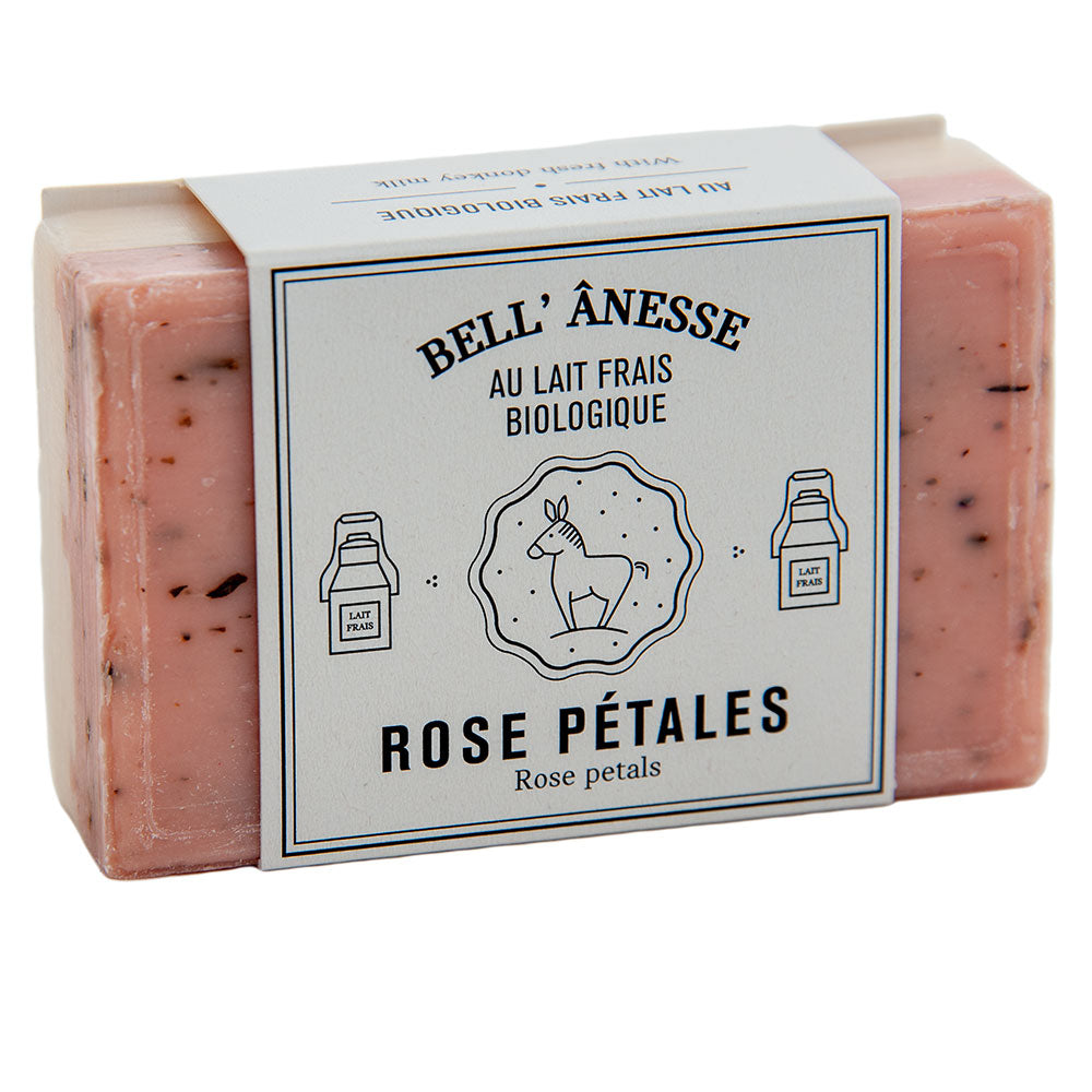 French Double Sided Exfoliating Soap, Shea Butter and Donkey Milk, Rose Petals Fragrance, 125g