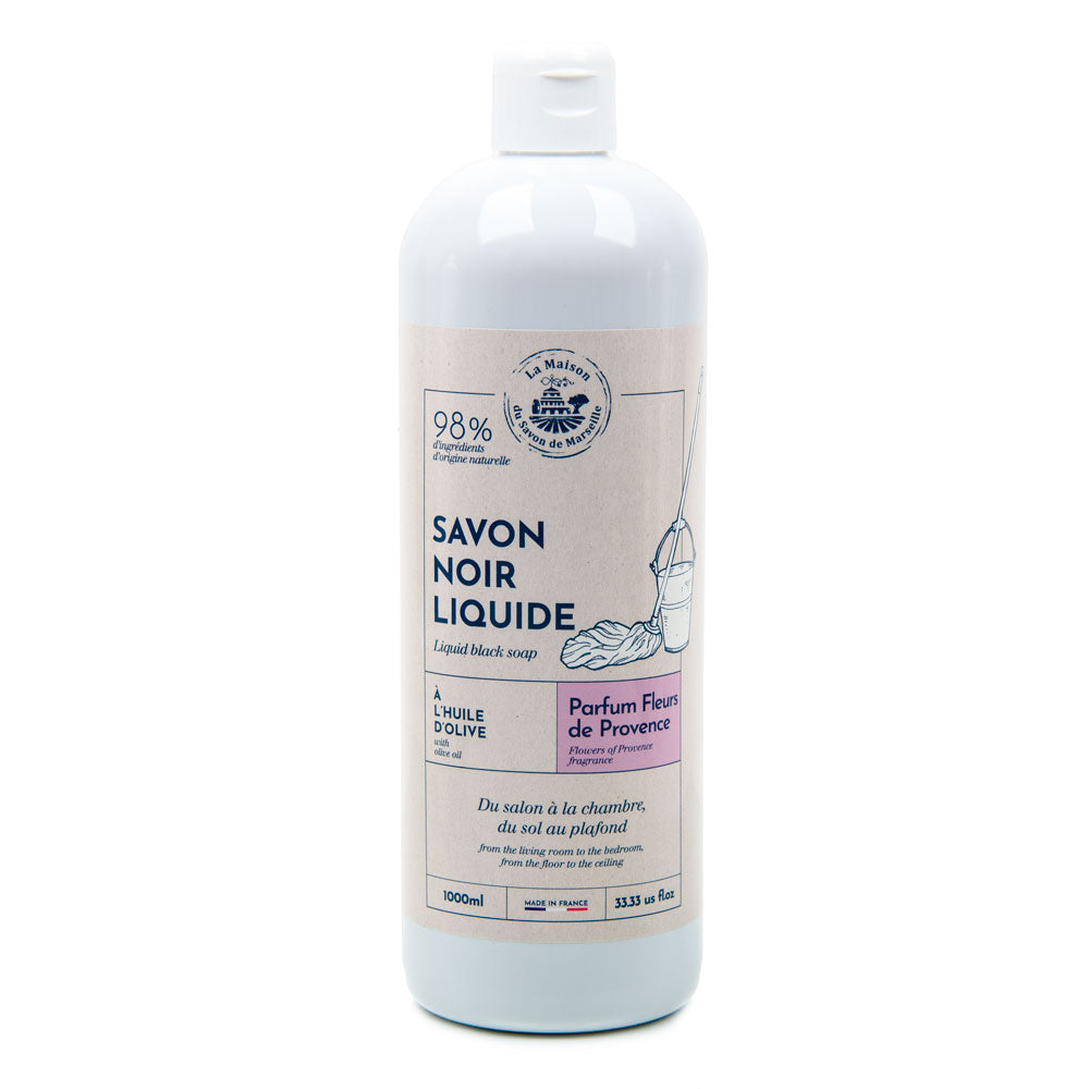 French Black Liquid Soap, Flowers of Provence Fragrance, 1 Litre