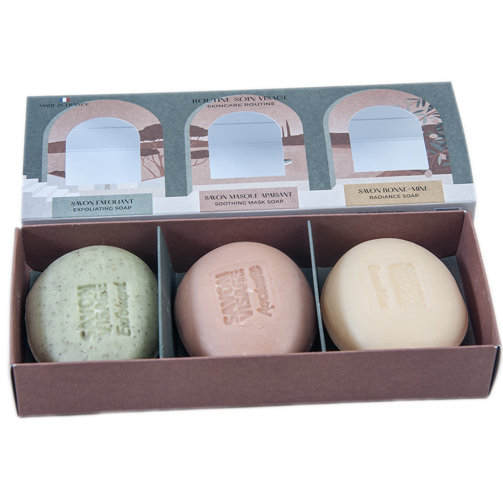 Complete Facial Skincare Kit, Set of 3 x 60g French Pebble Soaps