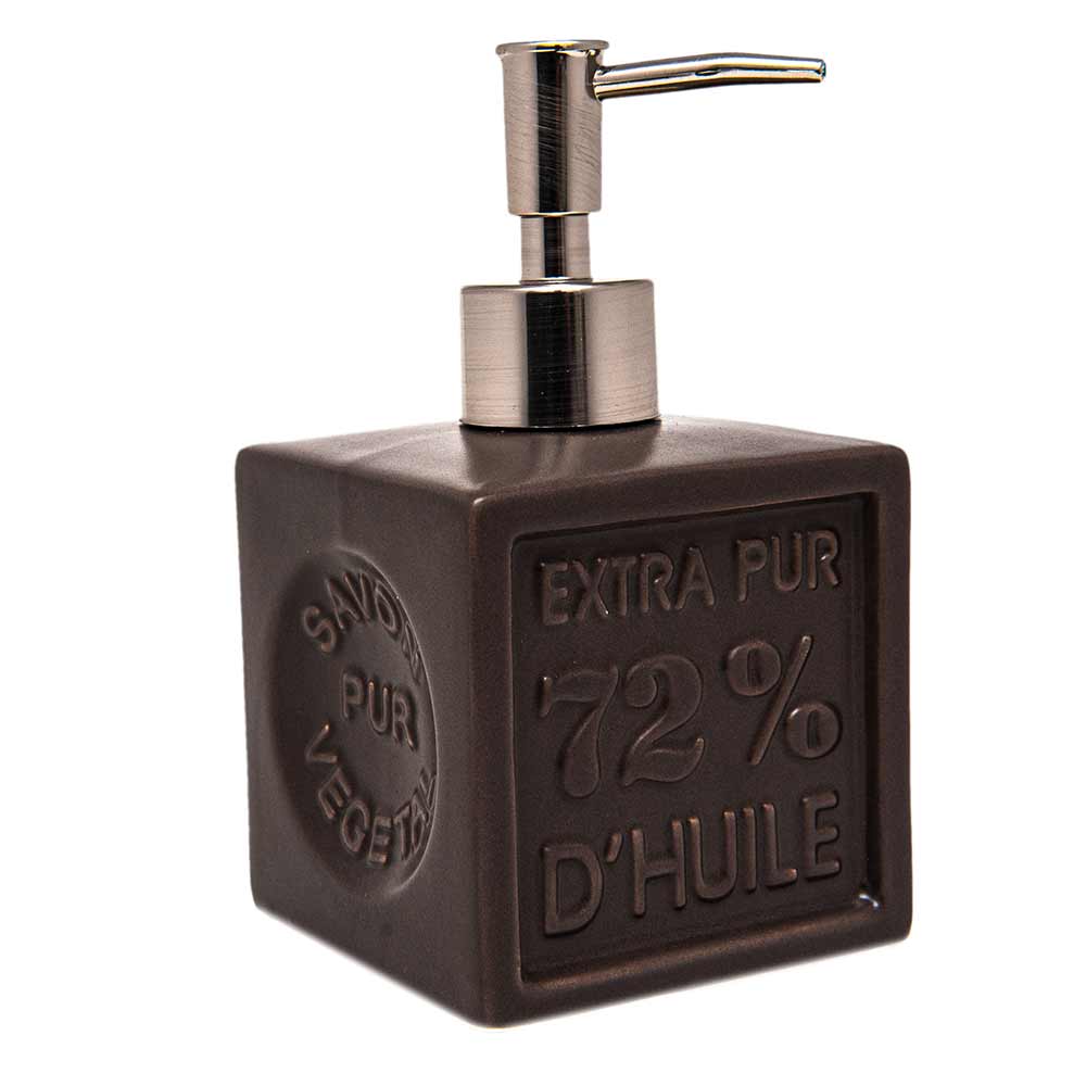 Ceramic Soap Dispenser, Brushed Aluminium Pump Head, Black, 300ml