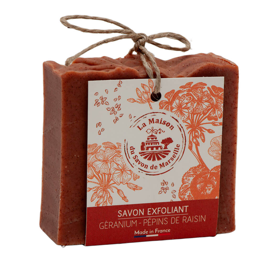 French Cold Processed Soap Bar, Olive Oil, Geranium and Grapeseed, 100g
