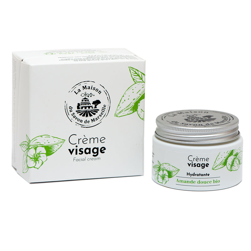 French Face Cream, Shea Butter and Argan Oil, Sweet Almond Fragrance, 50ml