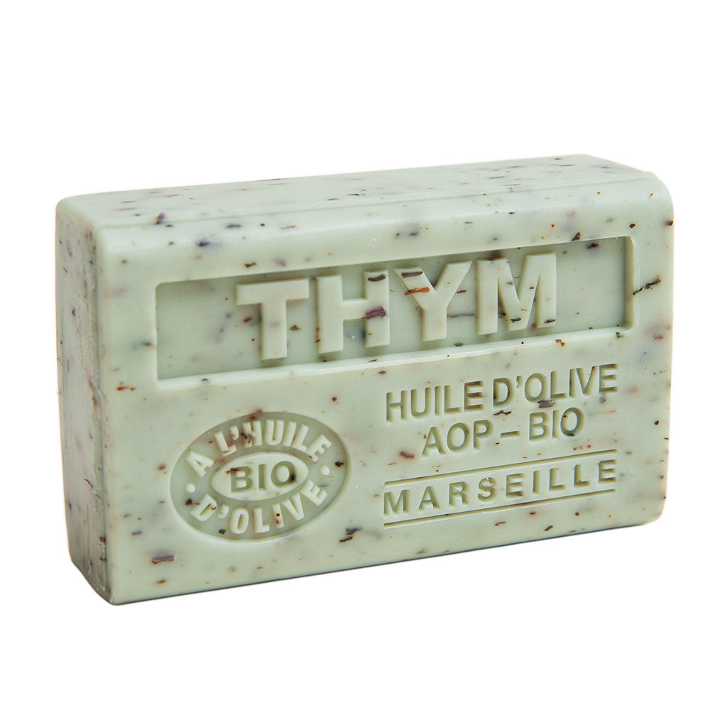 French Exfoliating Olive Oil Soap with Shea Butter, Thyme Fragrance, 125g