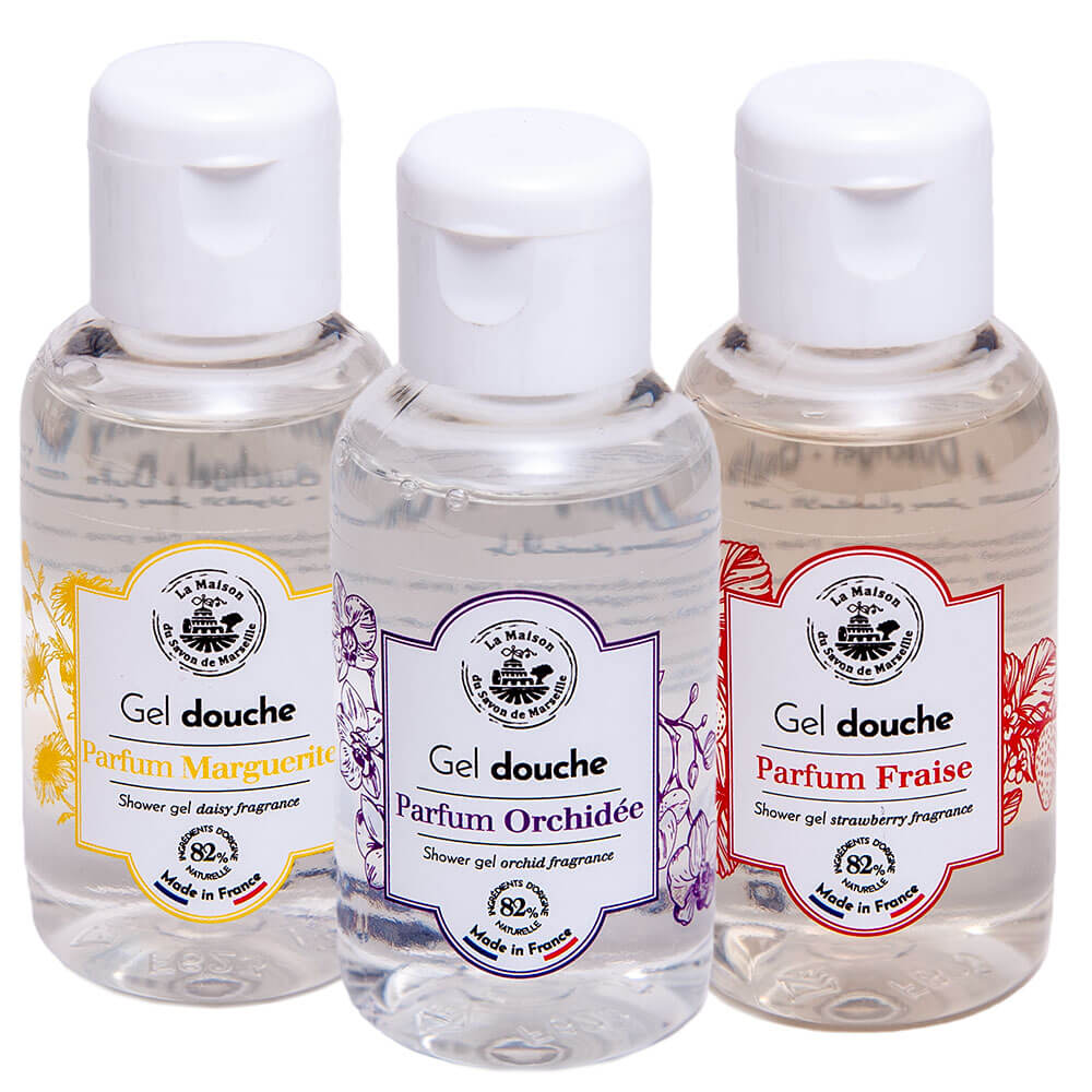 French Shower Soap, Travel Size, Set of 3, Various Fragrances, 50ml