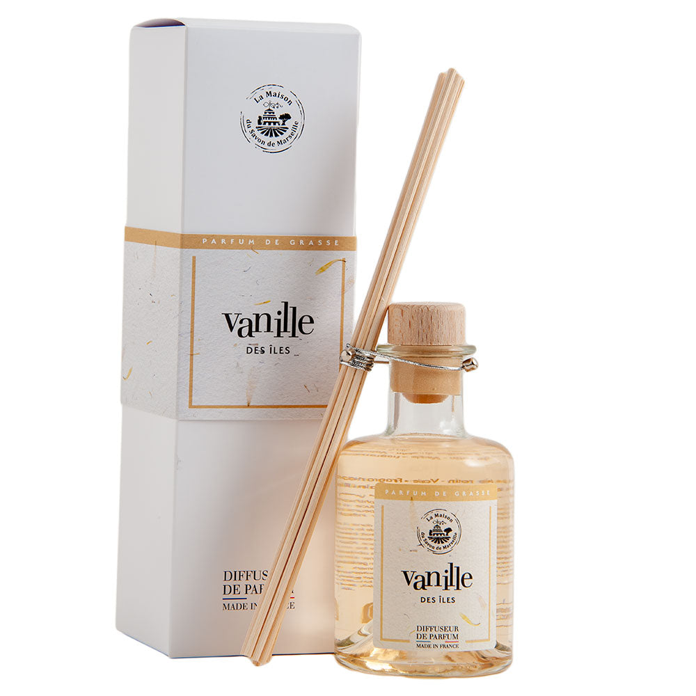 French Reed Diffuser, 8 Rattan Sticks, Vanilla Fragrance, 200ml