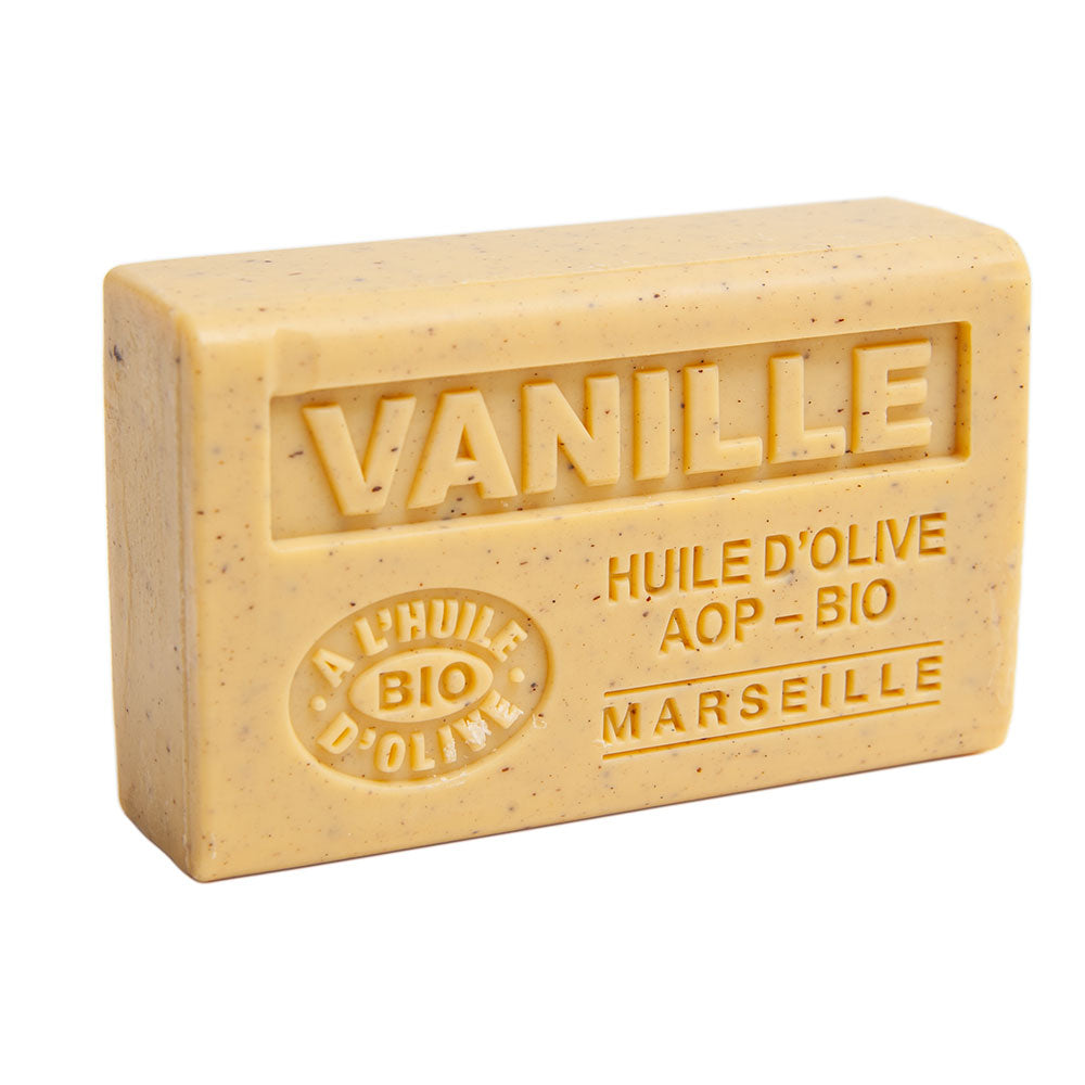 French Exfoliating Olive Oil Soap with Shea Butter, Vanilla Fragrance, 125g