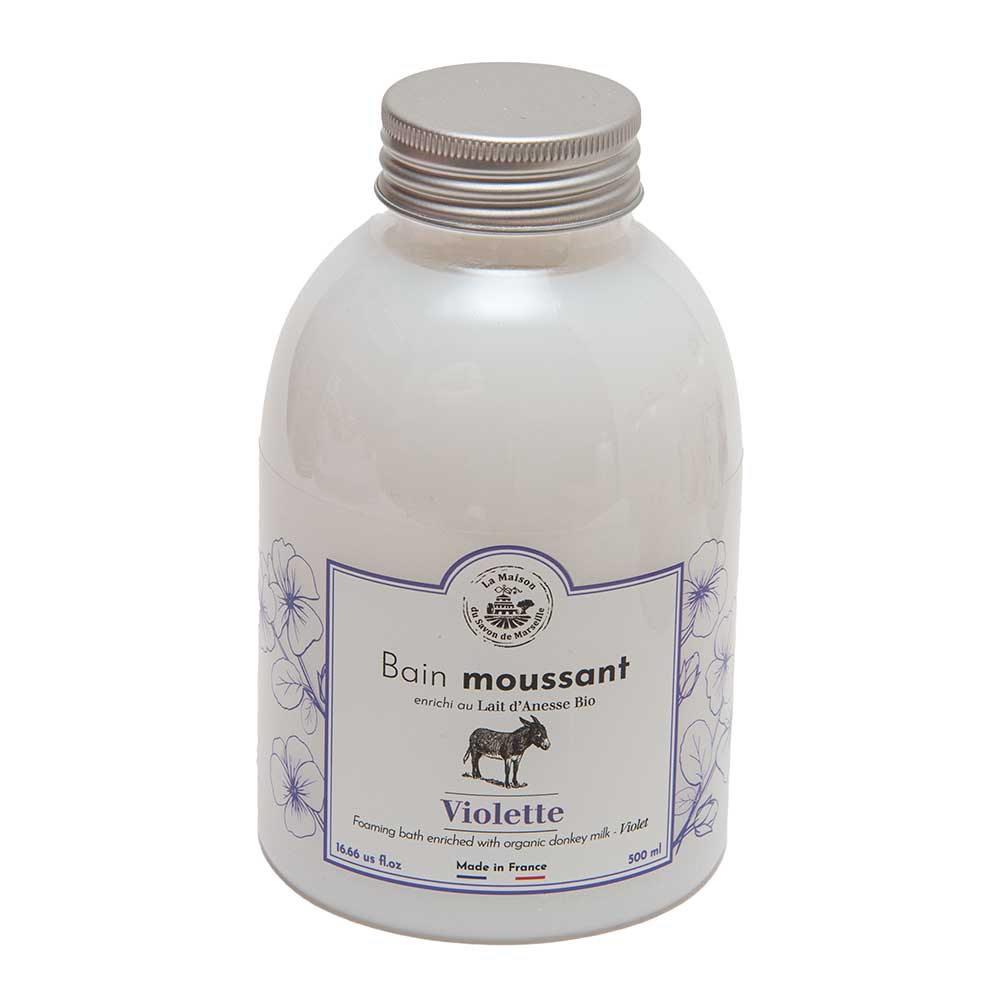 French Foaming Bath Cream, Donkey Milk and Aloe Vera, Violet Fragrance, 500ml