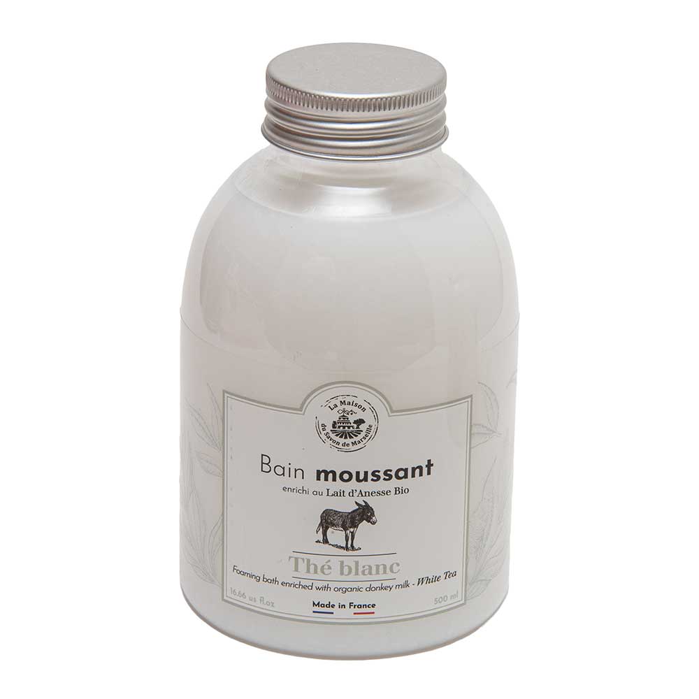 French Foaming Bath Cream, Donkey Milk and Aloe Vera, White Tea Fragrance, 500ml