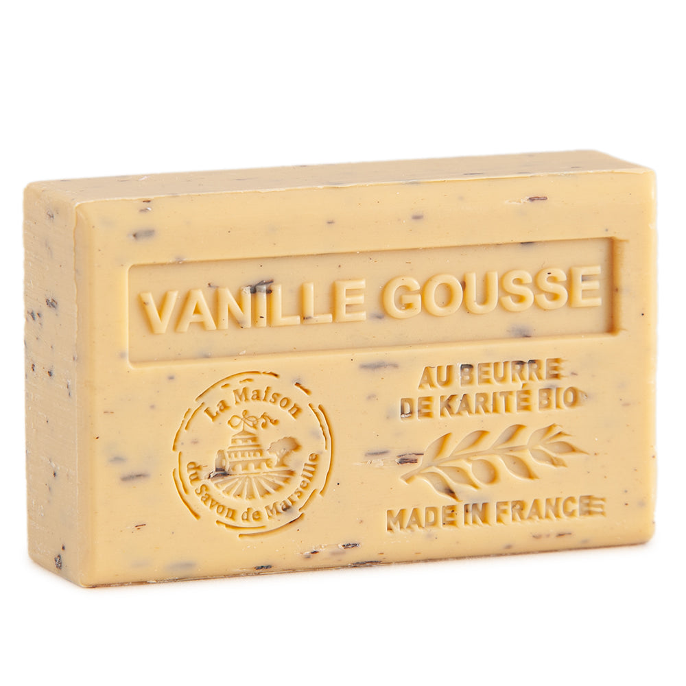 French Exfoliating Soap with Shea Butter, Vanilla Gousse Fragrance, 125g